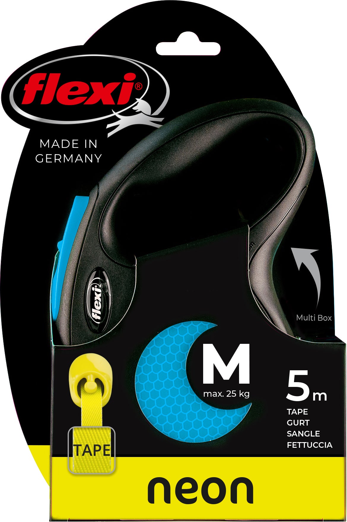 flexi rollijn NEW NEON tape M blauw, 5 meter.