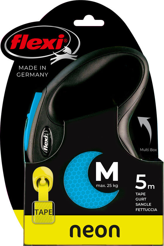 flexi rollijn NEW NEON tape M blauw, 5 meter.