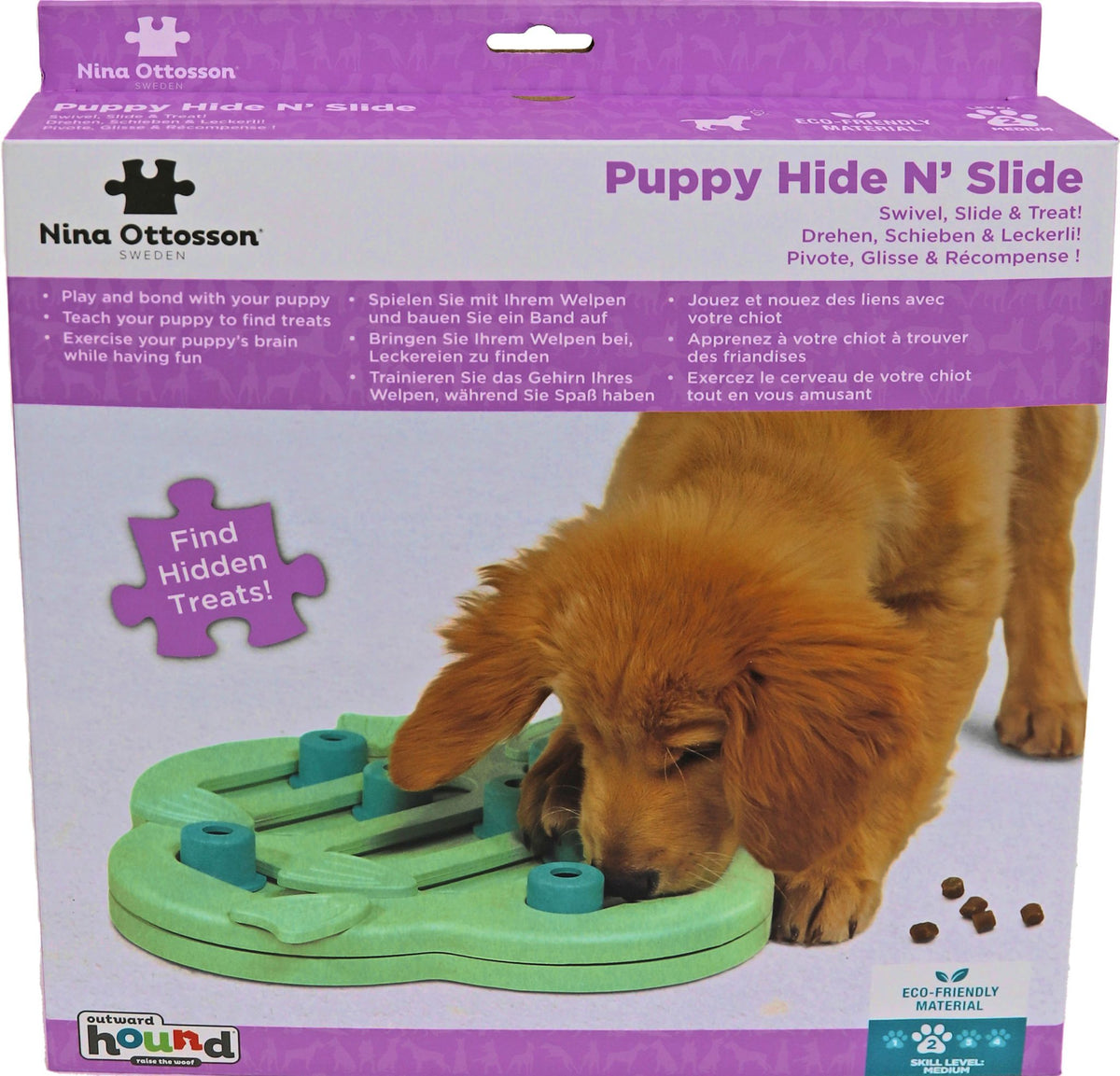 Nina Ottosson puppyspel puppy hide n’ slide, groen.