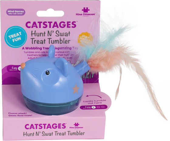 Nina Ottosson kattenspel Hunt ’n swat treat tumbler.