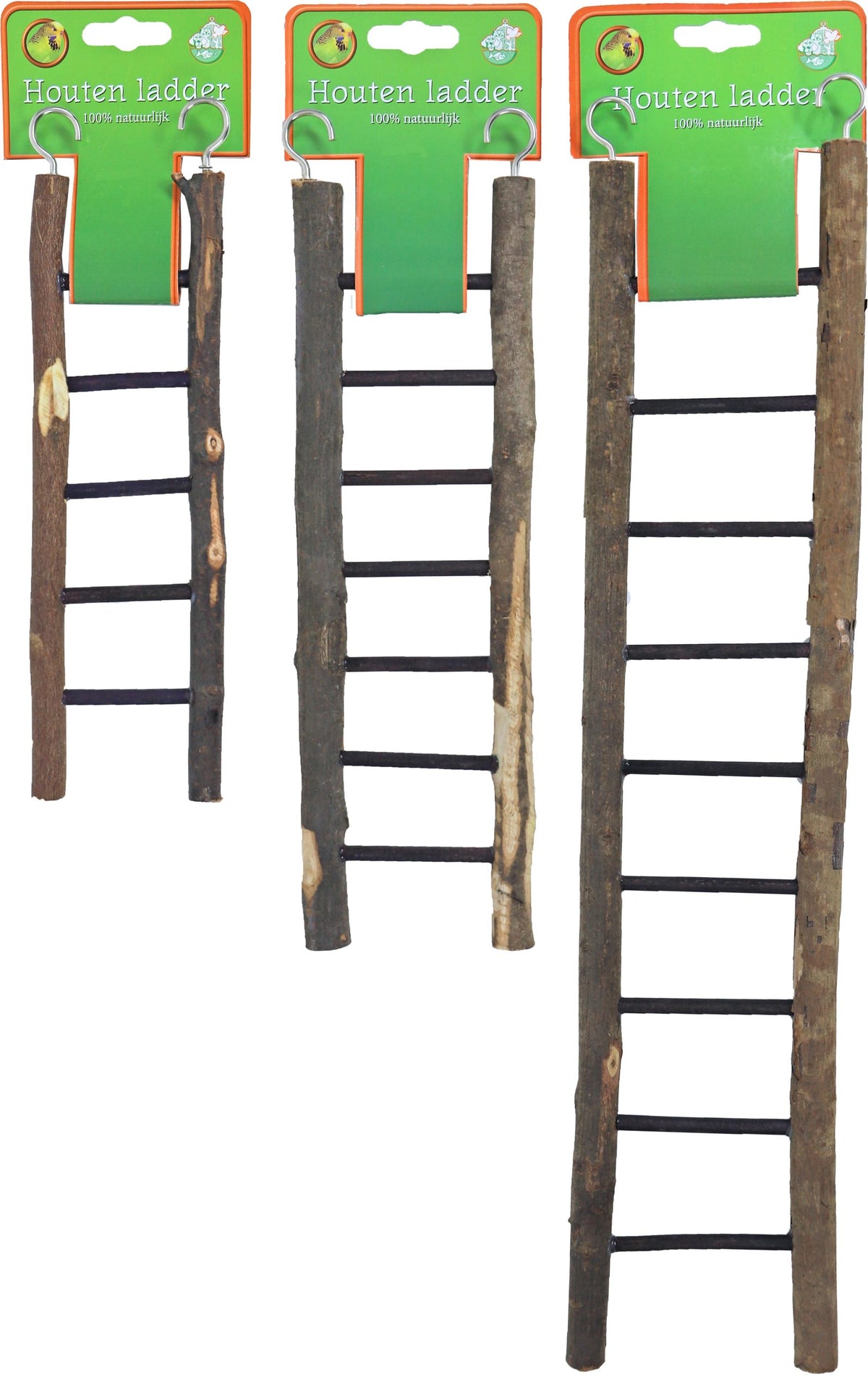 Boon vogelspeelgoed ladder hout Natural 7 traps, 28 cm.