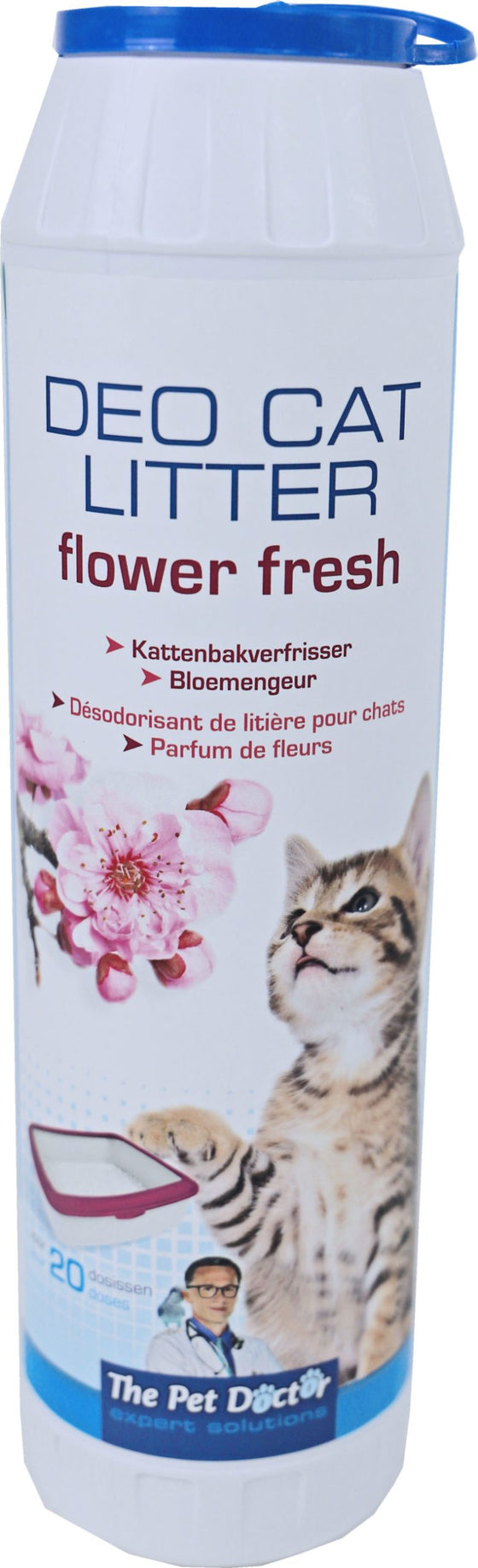 The Pet Doctor deo cat litter flower fresh, 750 gram.