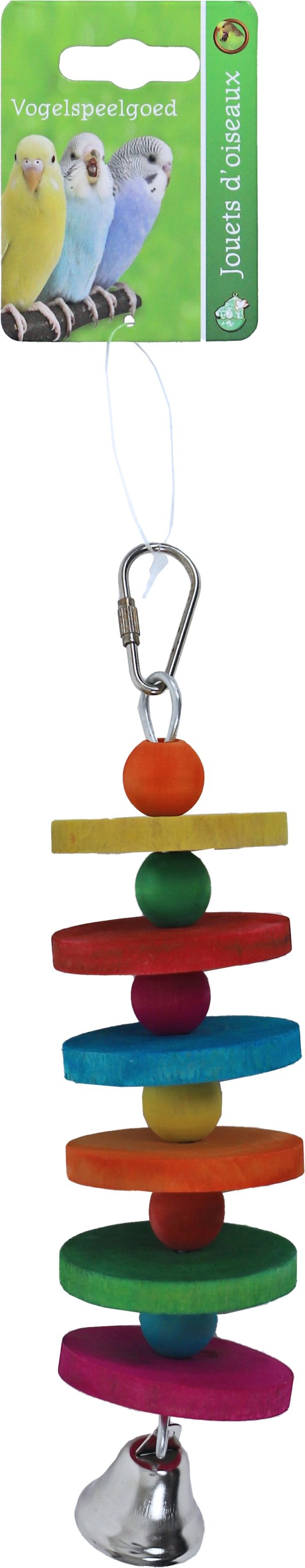 Boon vogelspeelgoed bal met cirkels hout en metalen bel, 21 cm.