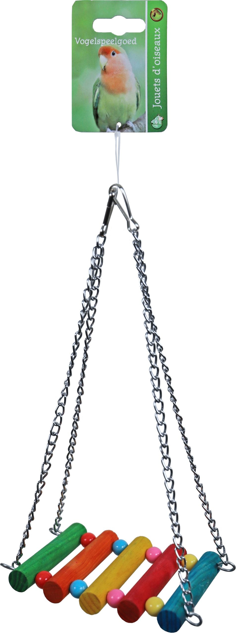 Boon vogelspeelgoed hangbrug hout met kralen, 30 cm.