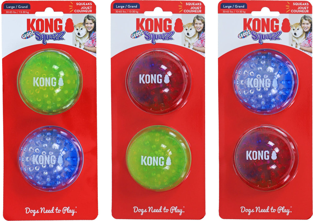 Kong hond Squeezz geodz assorti, large pak a 2 stuks.
