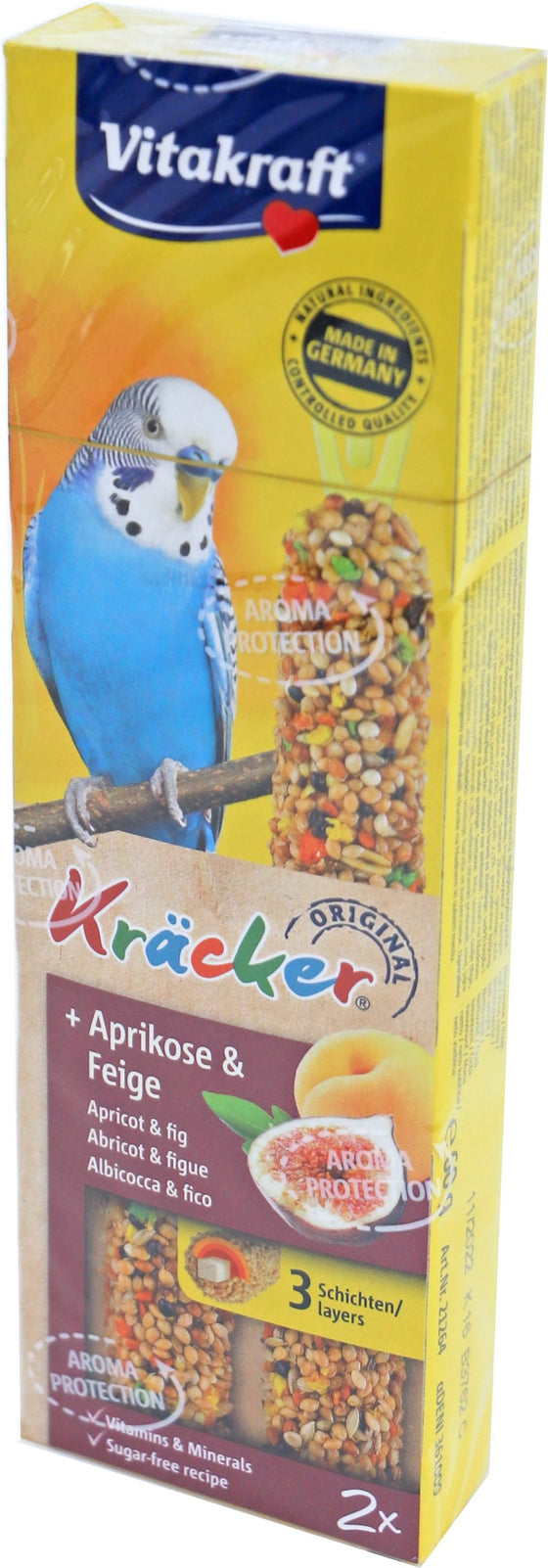 Vitakraft abrikoos/vijg-kräcker parkiet, 2in1.