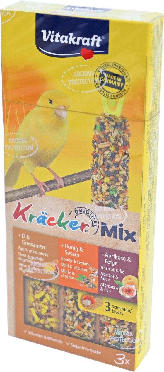 Vitakraft Mix honing/sesam-ei/graszaad-abrikoos/vijg-kräcker kanarie, 3in1.