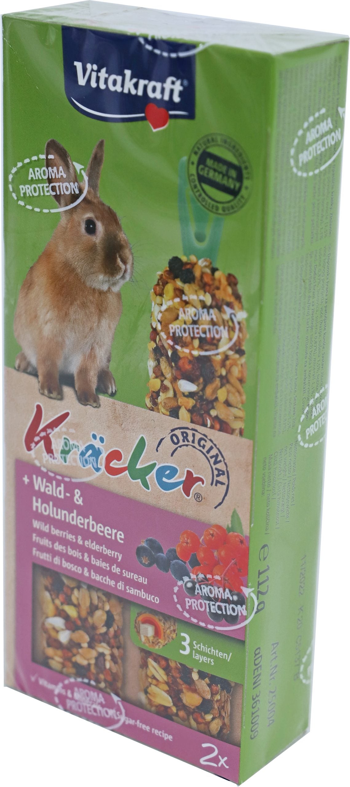 Vitakraft knaagdier bosbes/vlierbes-kräcker dwergkonijn, 2in1.