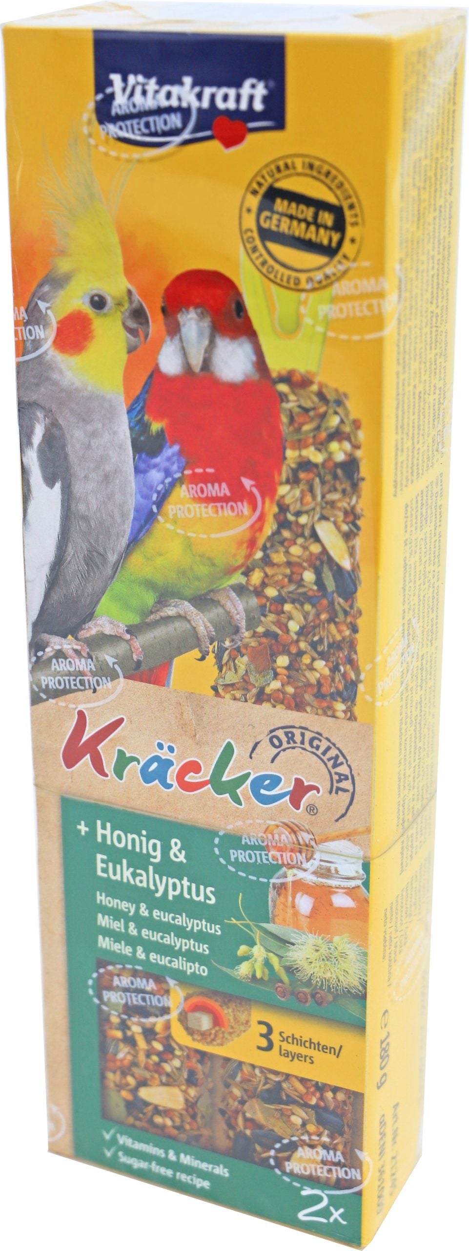 Vitakraft honing/eucalyptus-kräcker valkparkiet, 2in1.