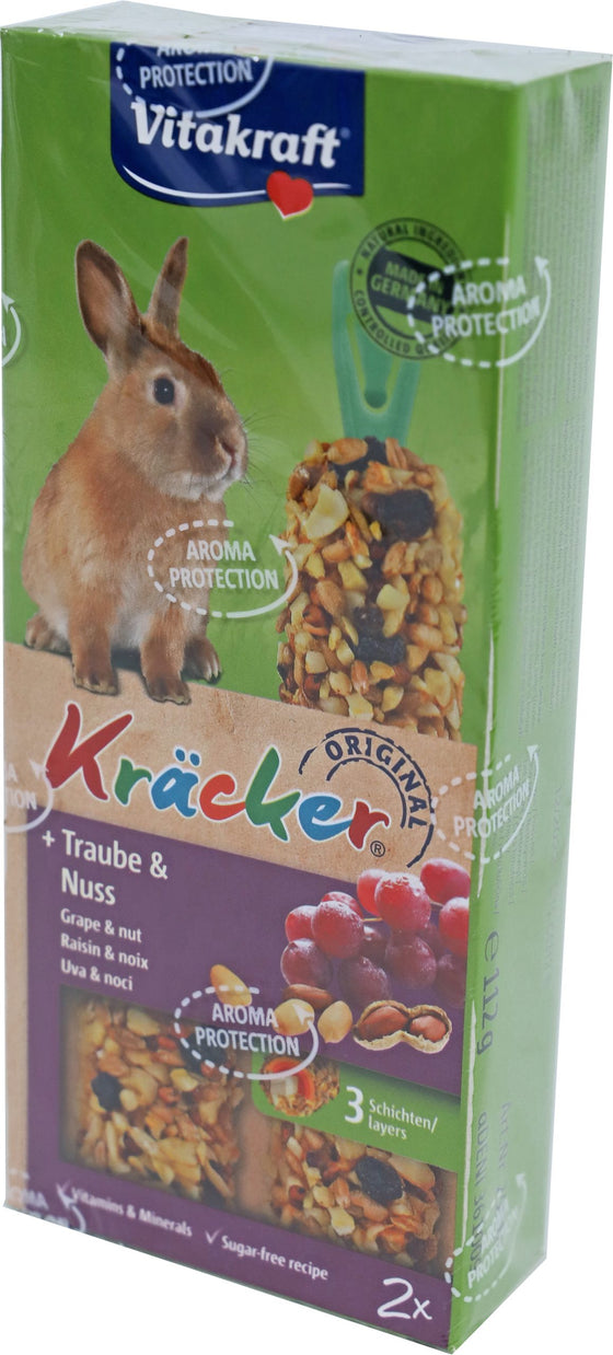 Vitakraft knaagdier druif/noot-kräcker dwergkonijn, 2in1.