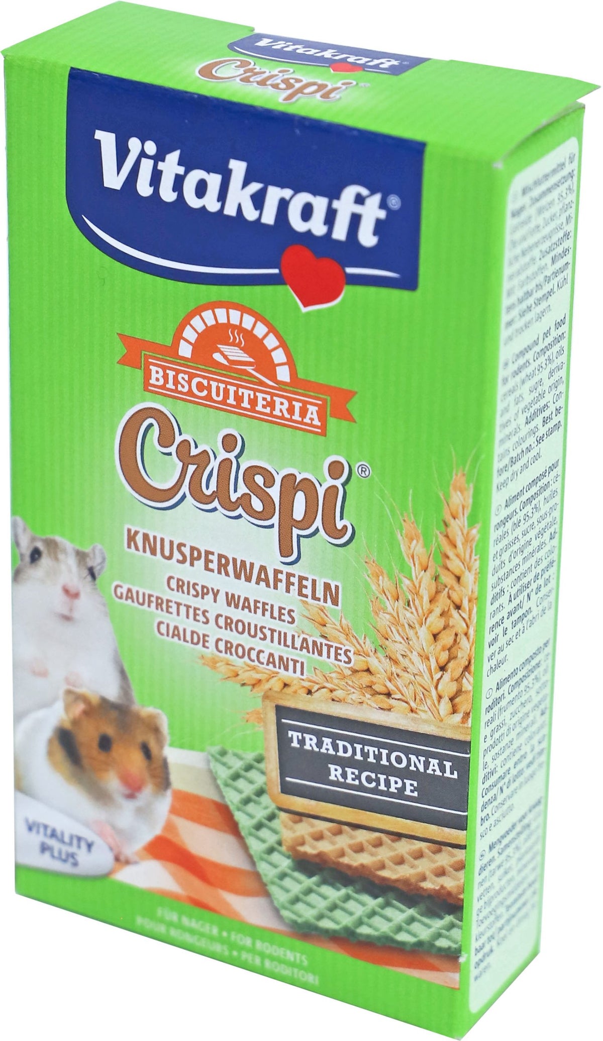 Vitakraft knaagdier Crispi’s wafeltjes hamster 10 gram, doos a 12 stuks.