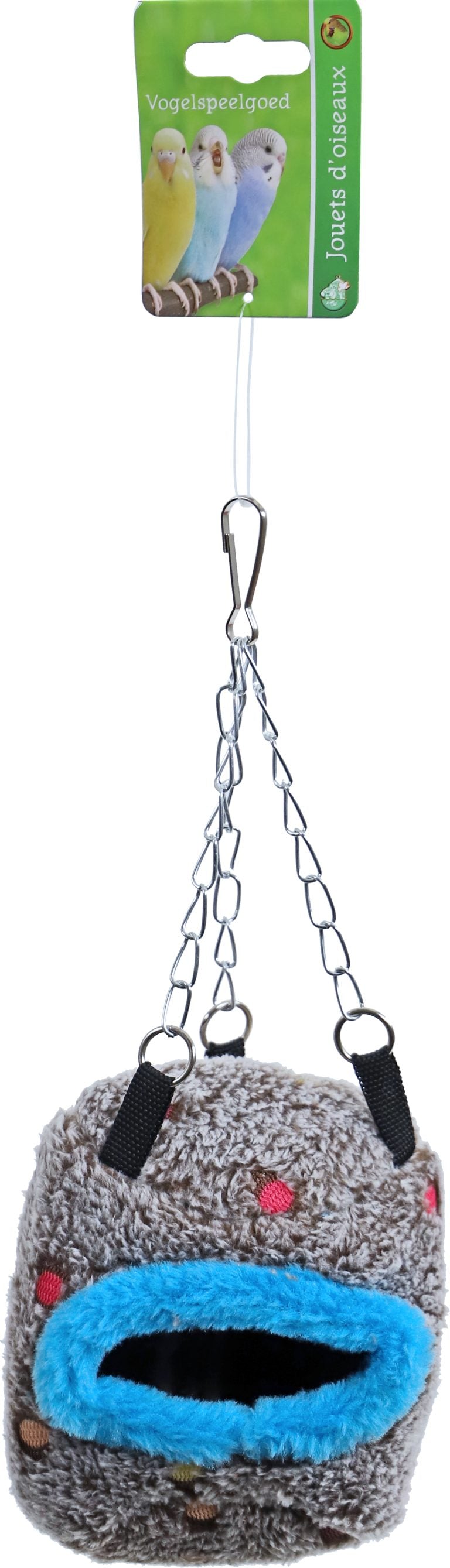 Boon vogelnest hangbaar ton-model bruin/blauw, 14 cm.