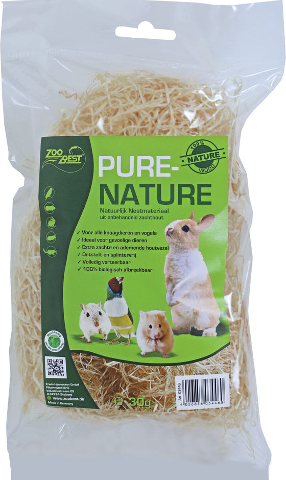 Zoobest natuurlijk nestmateriaal, 30 gram.