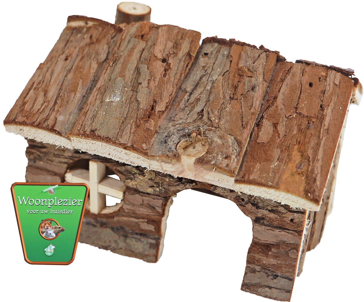 Boon hamsterhuis met puntdak natural, 14 cm.
