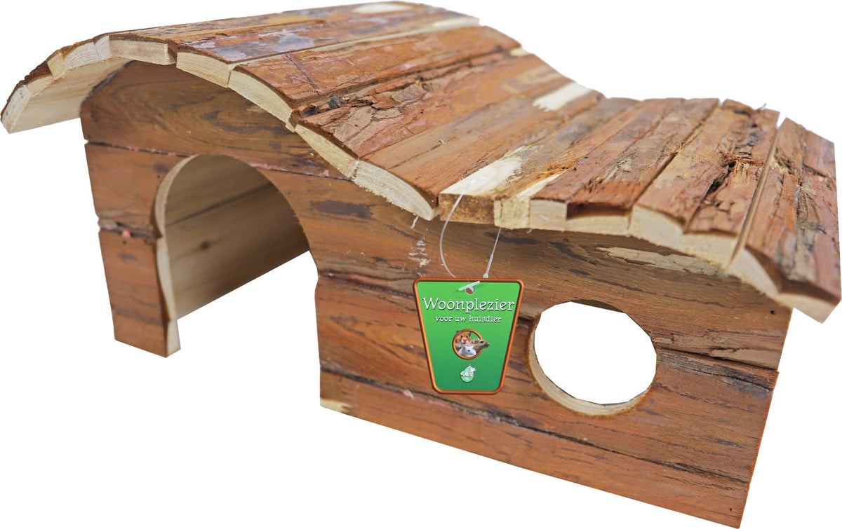 Boon knaagdierhuis golfdak hout natural, 43 cm.