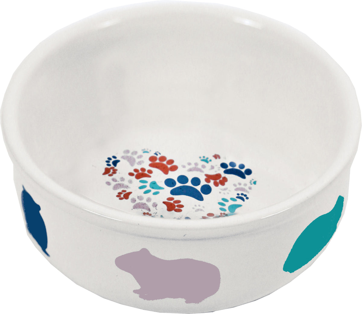 Boon cavia eetbak steen wit met pastel print, 11 cm.