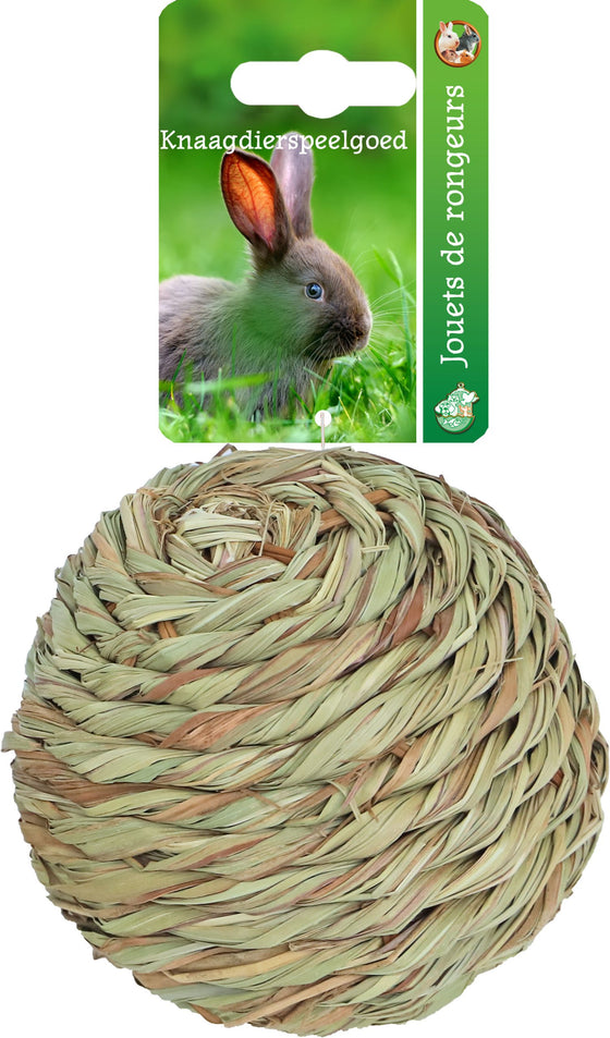 Boon grasbal geweven met bel, 12 cm.