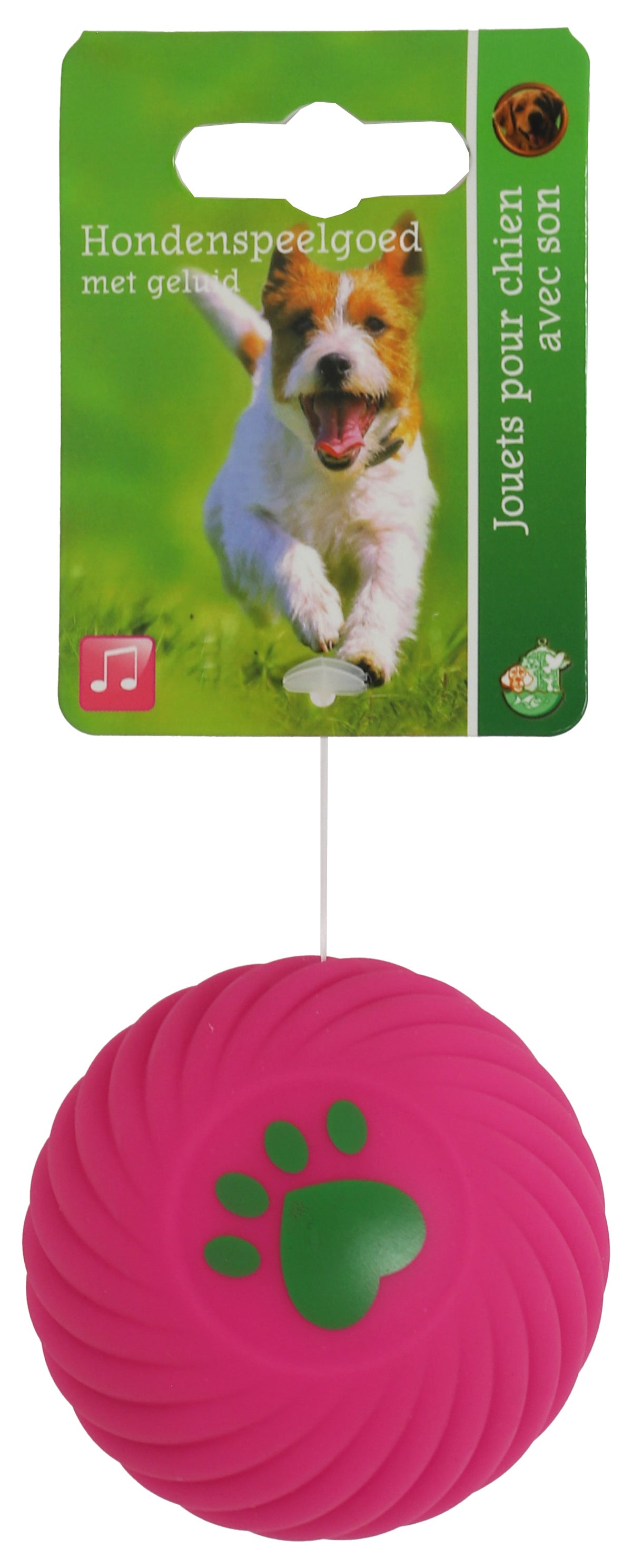Boon hond speelgoed bal met ribbels vinyl 7cm roze