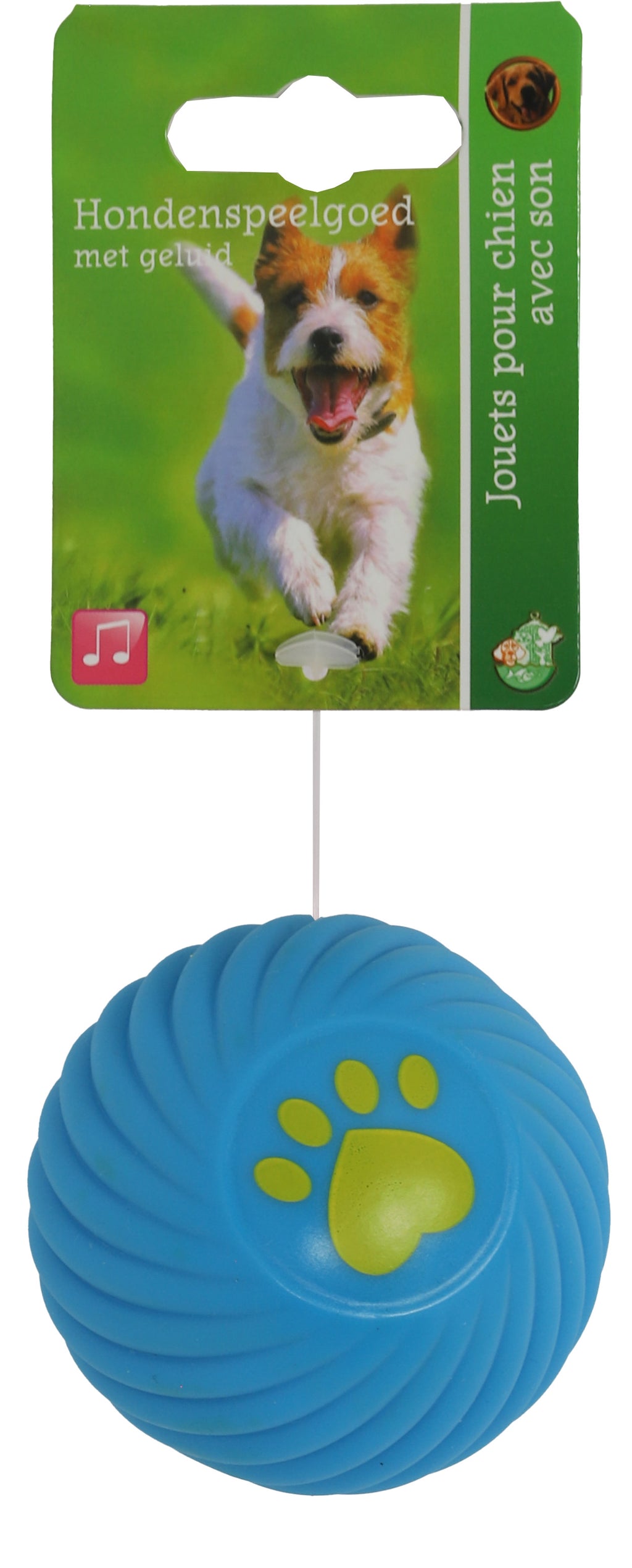 Boon hond speelgoed bal met ribbels vinyl 7cm blauw