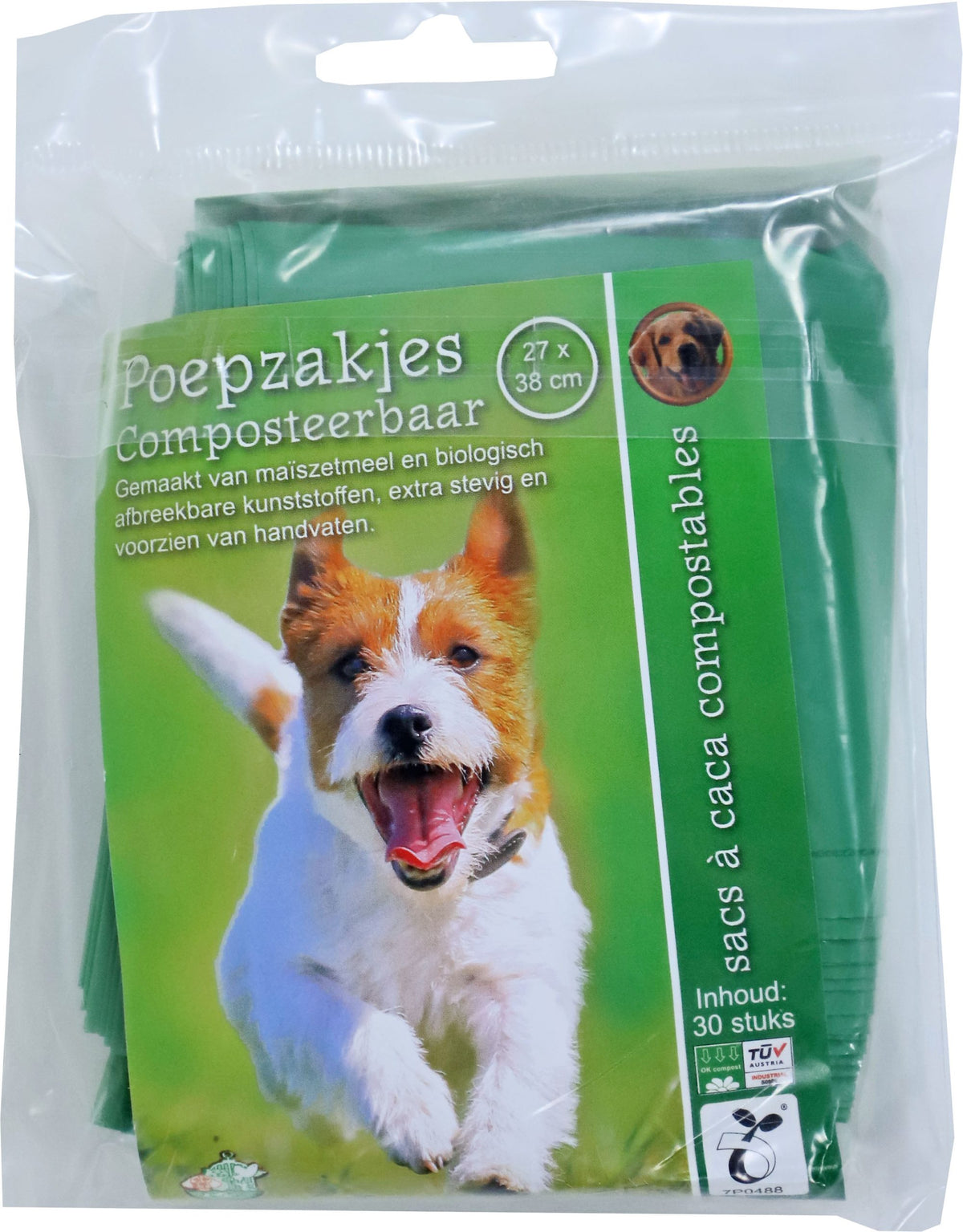 Boon poepzak composteerbaar met handvat, groen pak a 30 stuks.