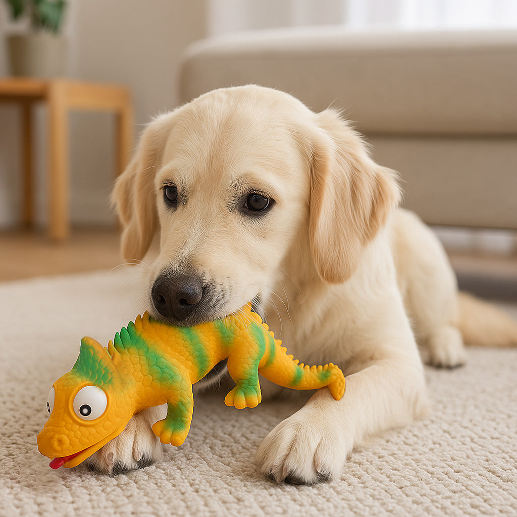 Boon hond speelgoed hagedis latex geel / groen 41cm