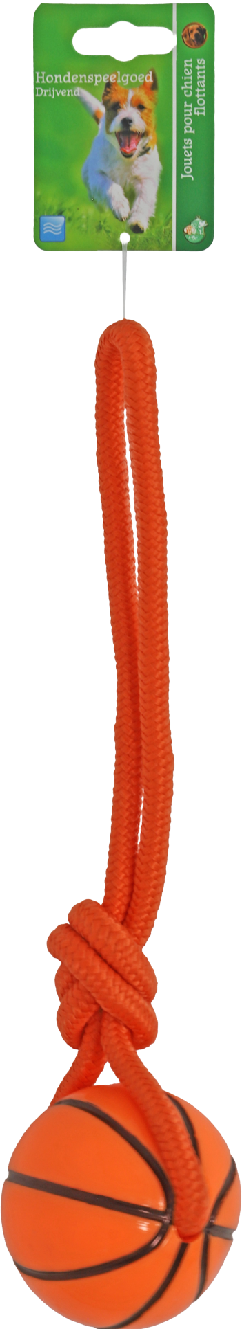 Boon hond speelgoed basketbal TPR oranje 8cm met touwlus