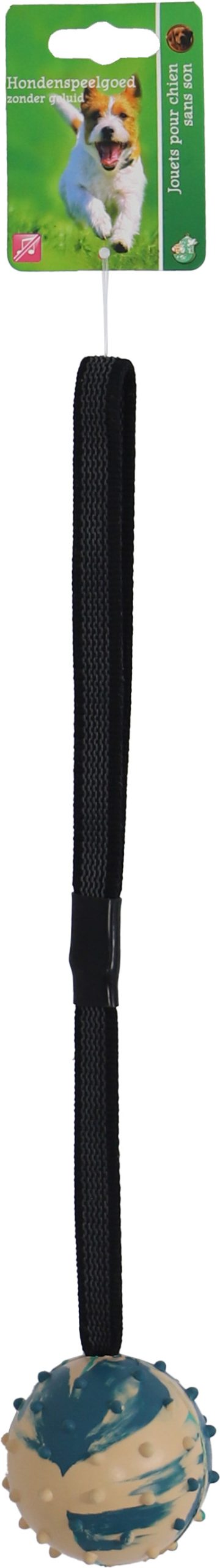 Boon hond speelgoed spikebal massief rubber 6cm met touwlus