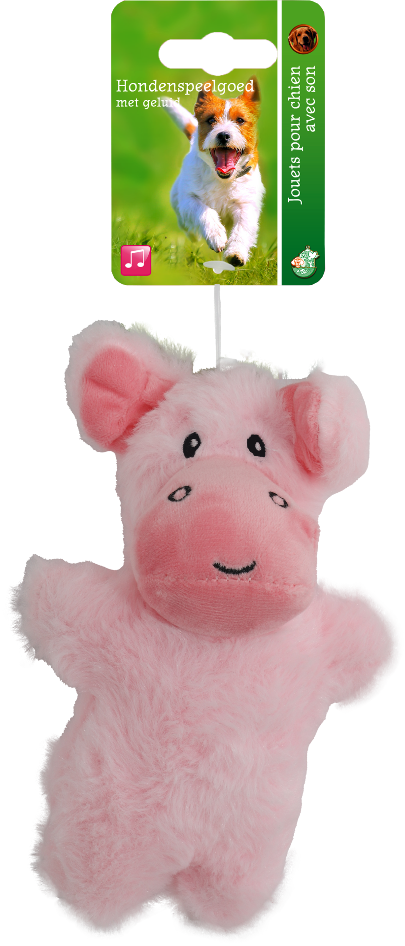 Boon hond speelgoed varken pluche + piep roze 17cm