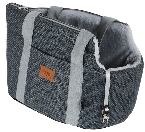 Boony draagtas linnenlook + draagband 46cm grijs
