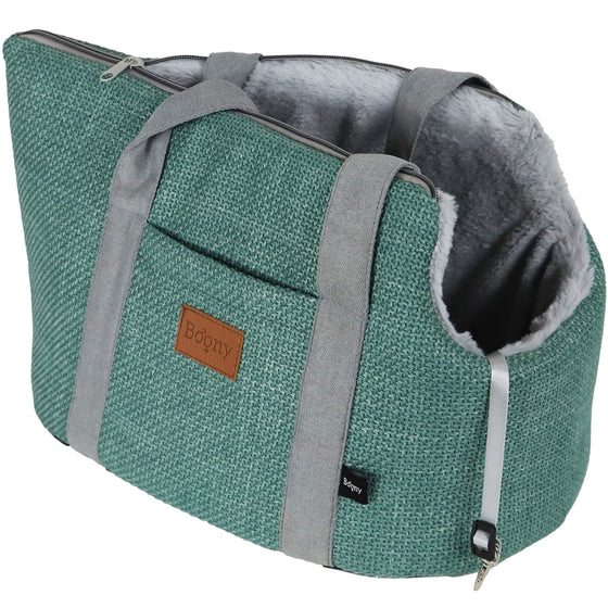 Boony draagtas linnenlook + draagband 46cm pastel groen