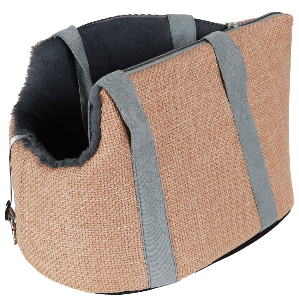Boony draagtas linnenlook + draagband 46cm pastel roze