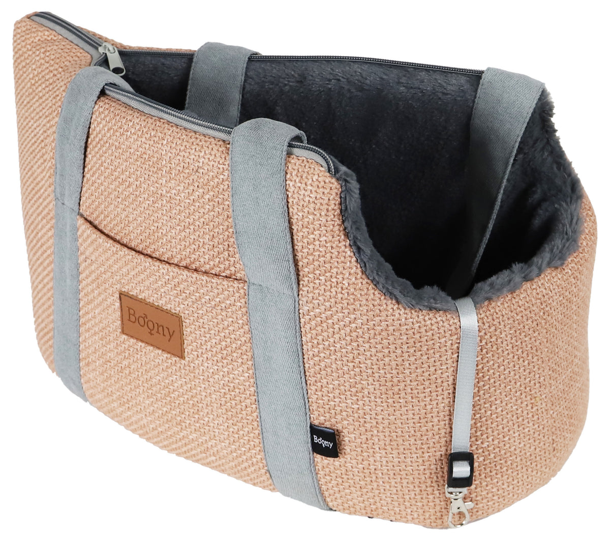 Boony draagtas linnenlook + draagband 46cm pastel roze