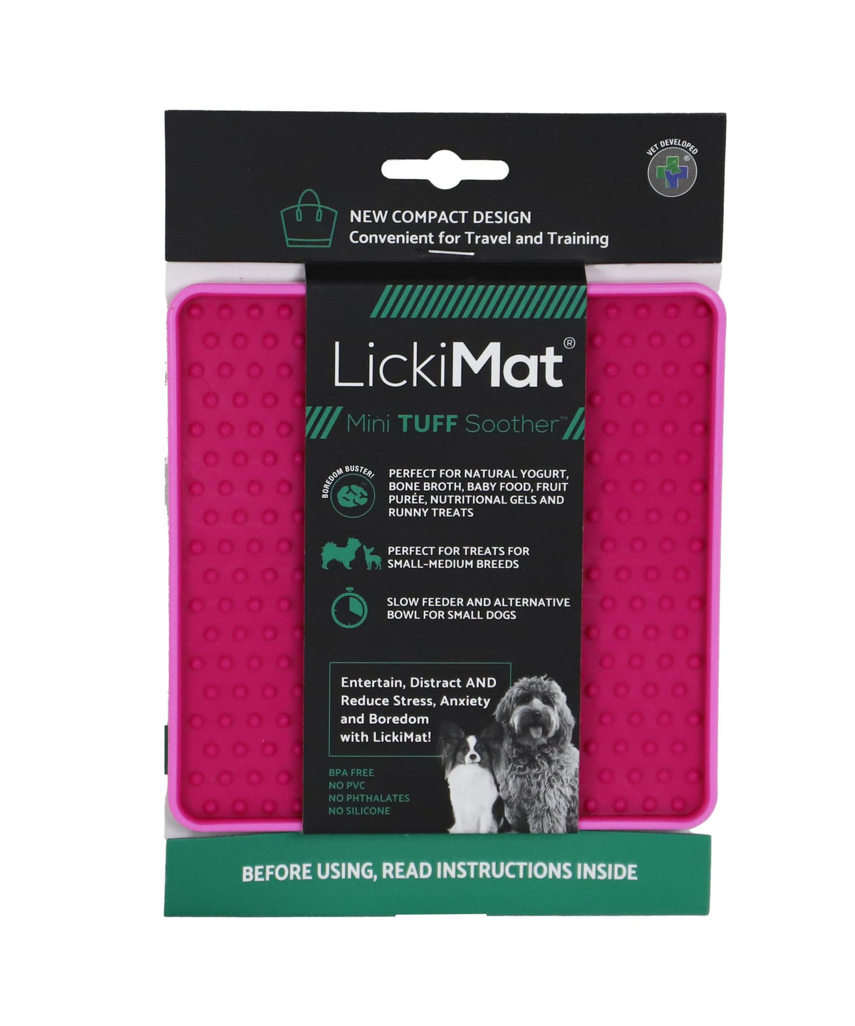 Lickimat likmat mini tuff soother hond roze 15cm