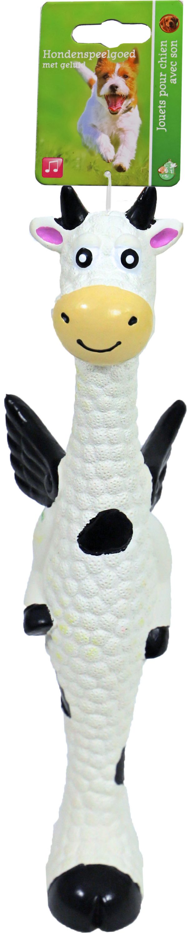 Boon hondenspeelgoed koe latex met vleugels zwart/wit, 25 cm.