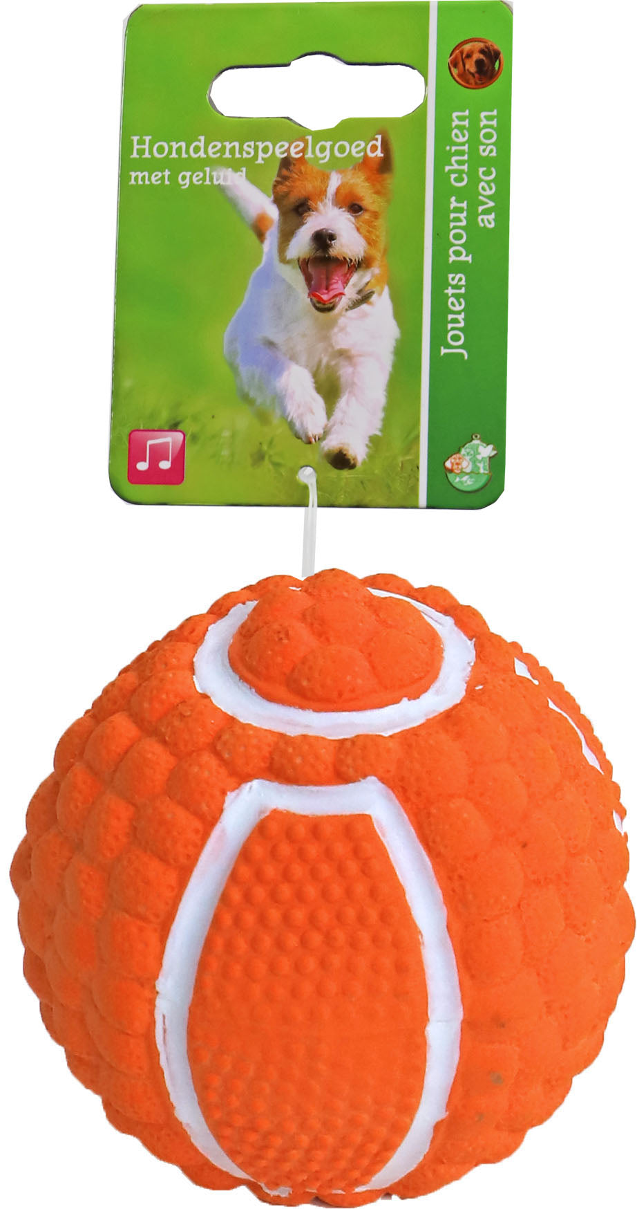 Boon hondenspeelgoed bal latex oranje/wit, 7 cm.