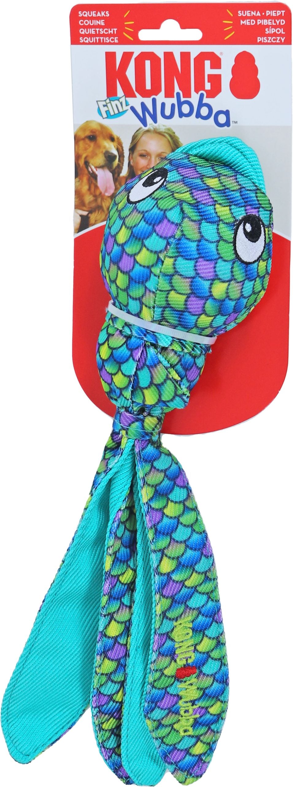 Kong hond Wubba Finz blauw, large.