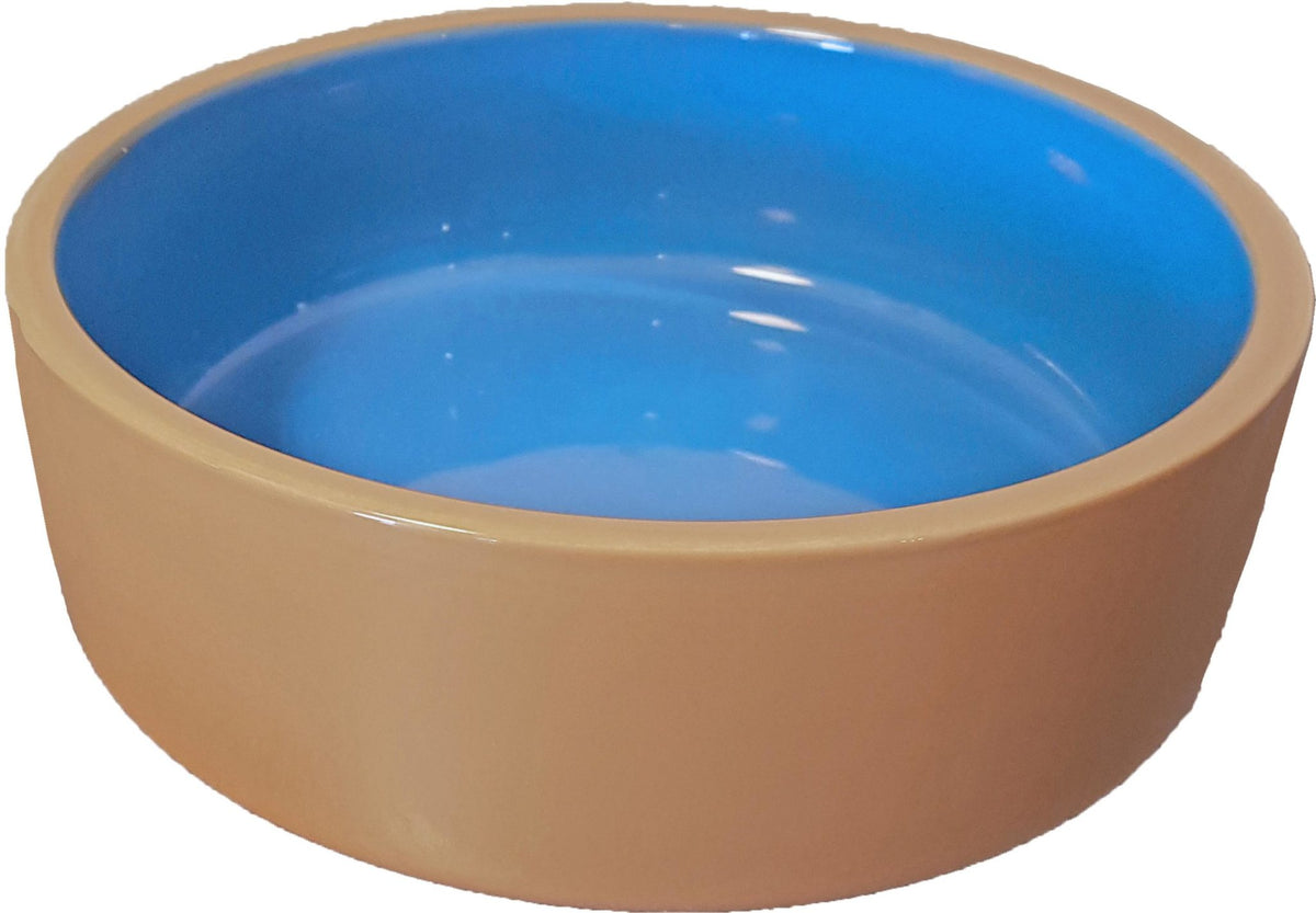 Hondeneetbak steen beige/blauw, 19 cm.