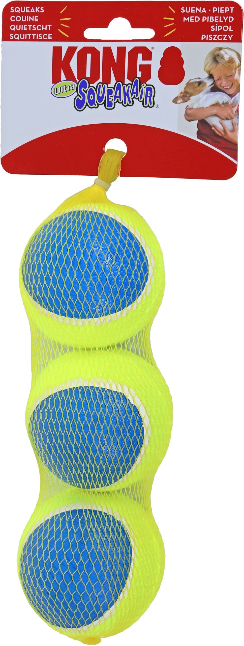 Kong hond Squeakair Ultra ball medium, net à 3 stuks. (Ø 6 cm)