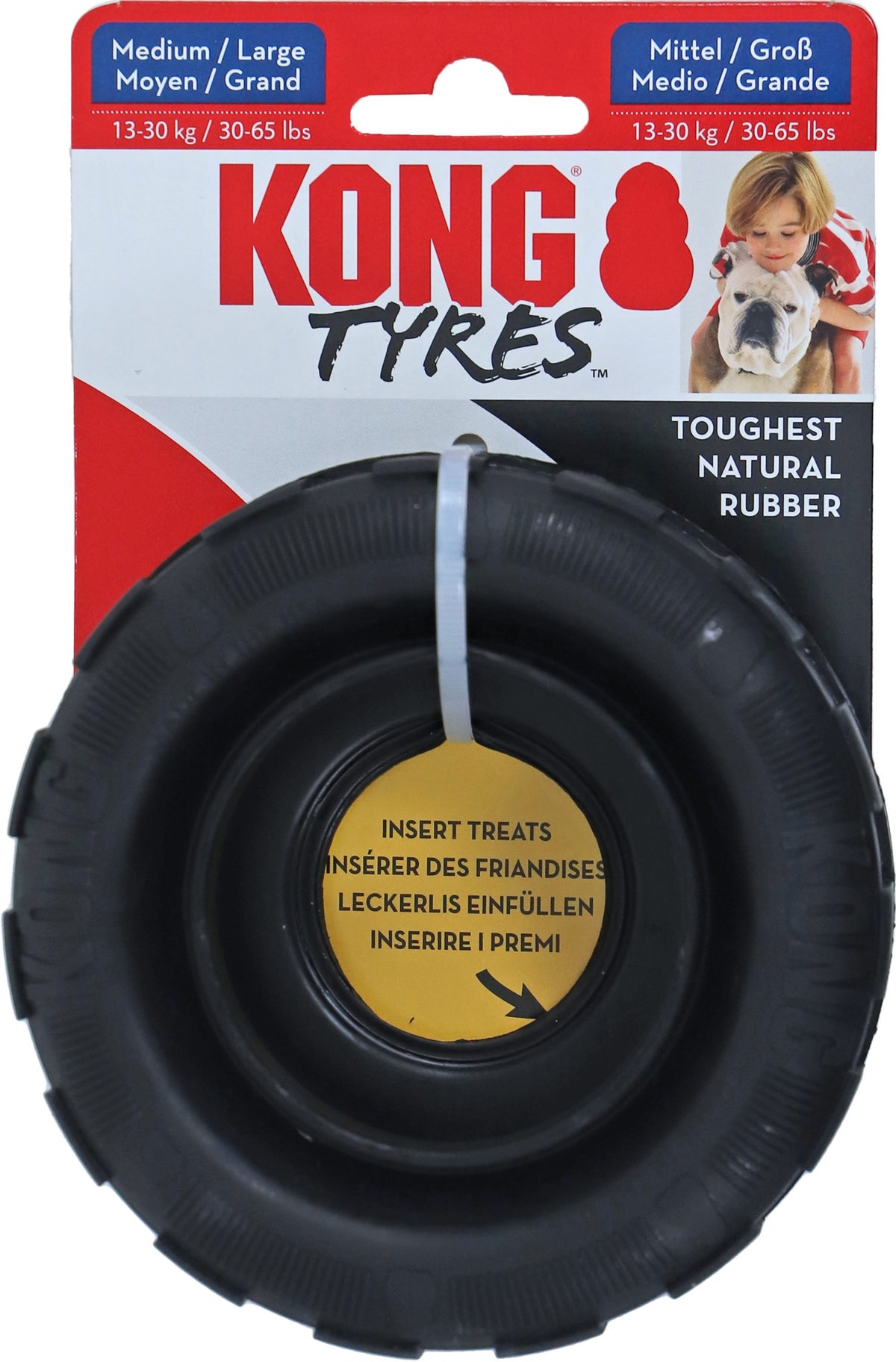 Kong hond Extreme Tyres zwart 11 cm, medium/large.