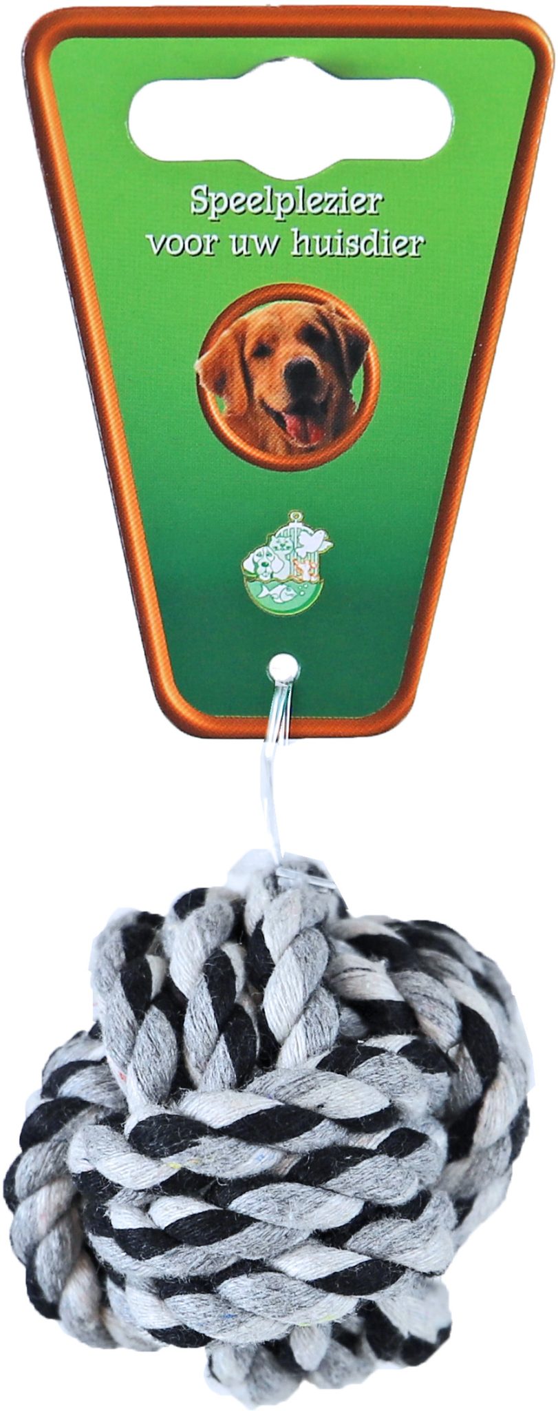 Boon hondenspeelgoed touwbal katoen zwart/wit, 5 cm.