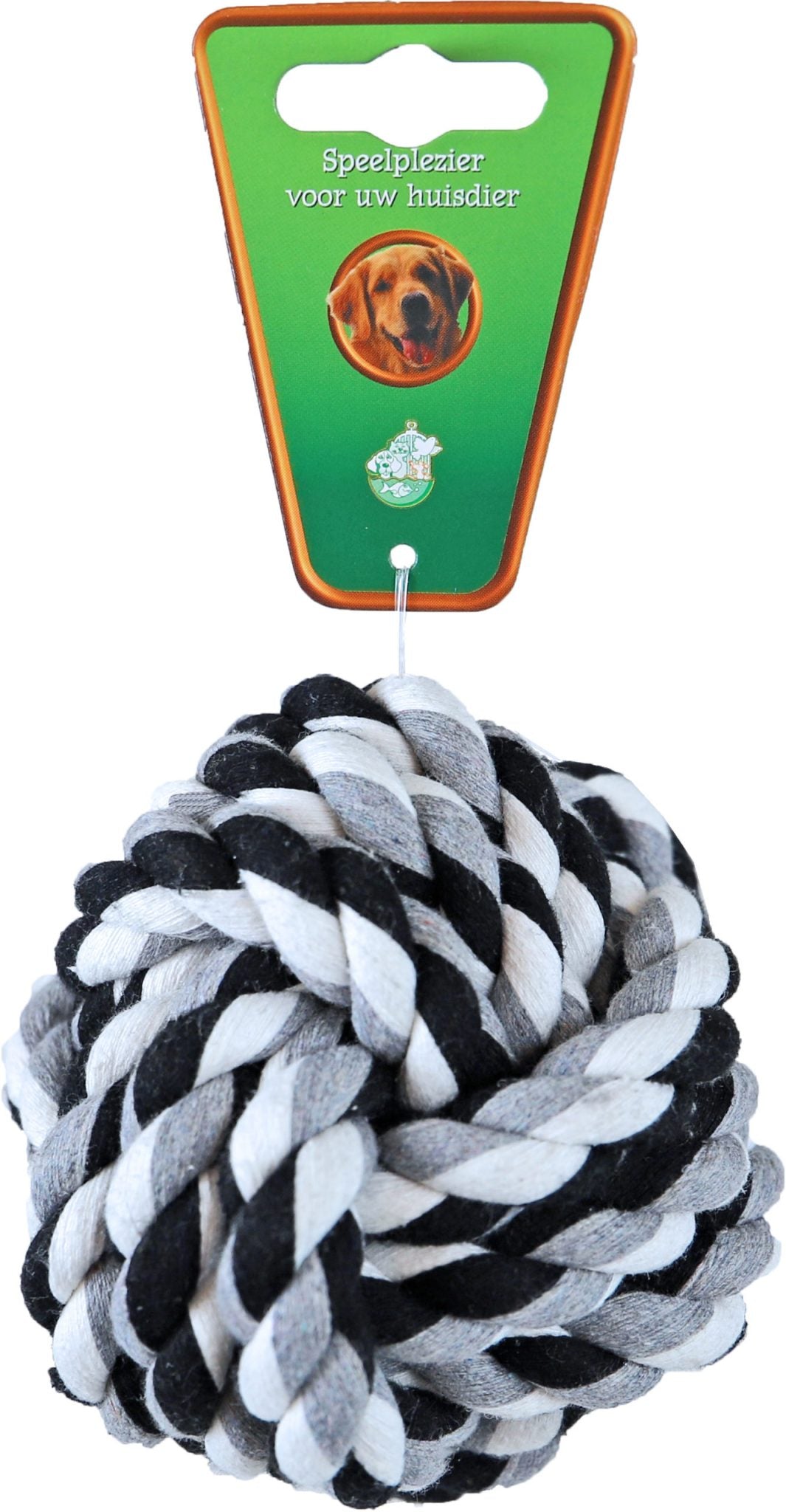 Boon hondenspeelgoed touwbal katoen zwart/wit, 10 cm.