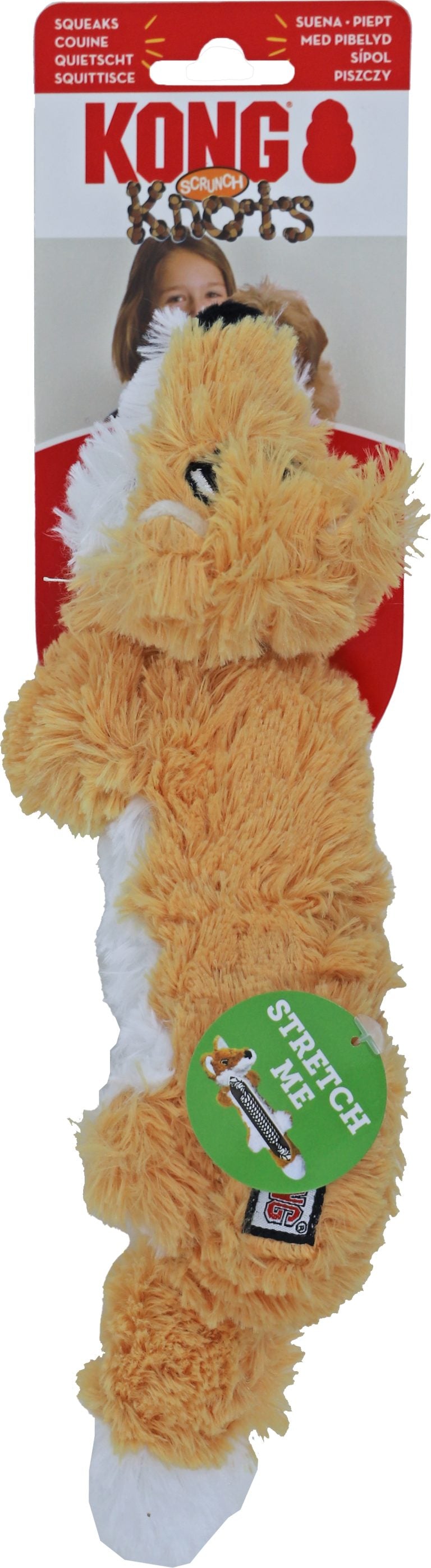 Kong hond Knots Scrunch vos, S/M.