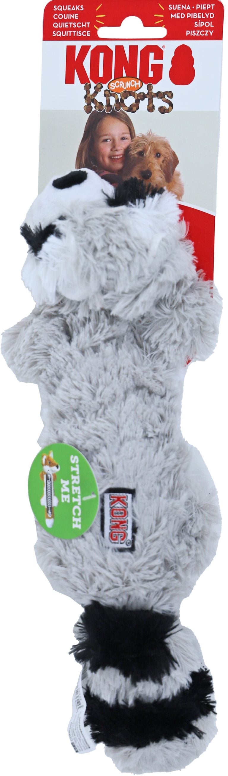 Kong hond Knots Scrunch wasbeer, S/M.