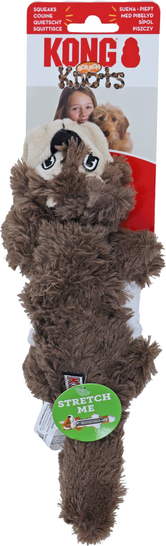 Kong hond Knots Scrunch eekhoorn, S/M.