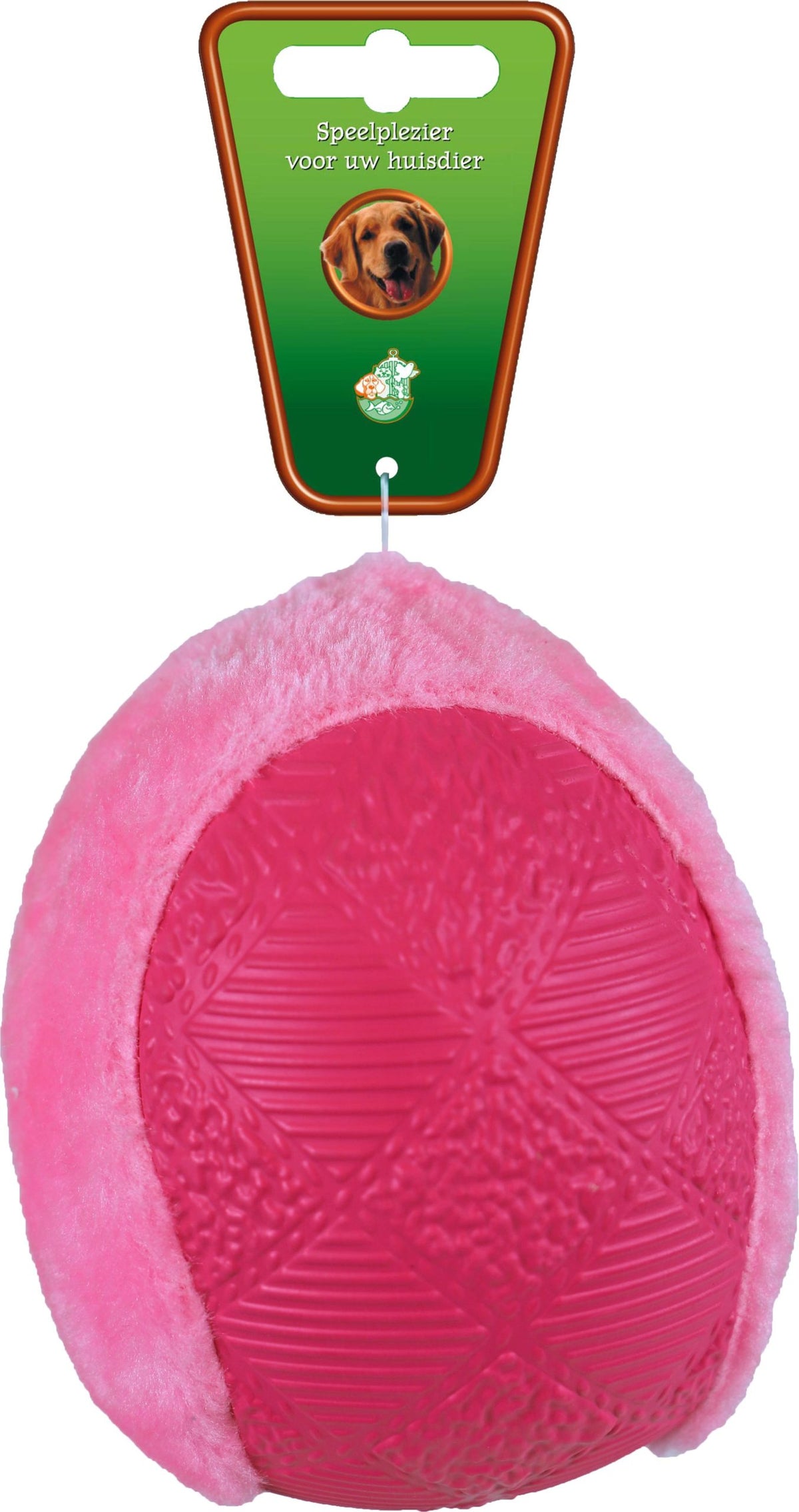 Boon hondenspeelgoed pluche/TPR bal roze, 12.5 cm.