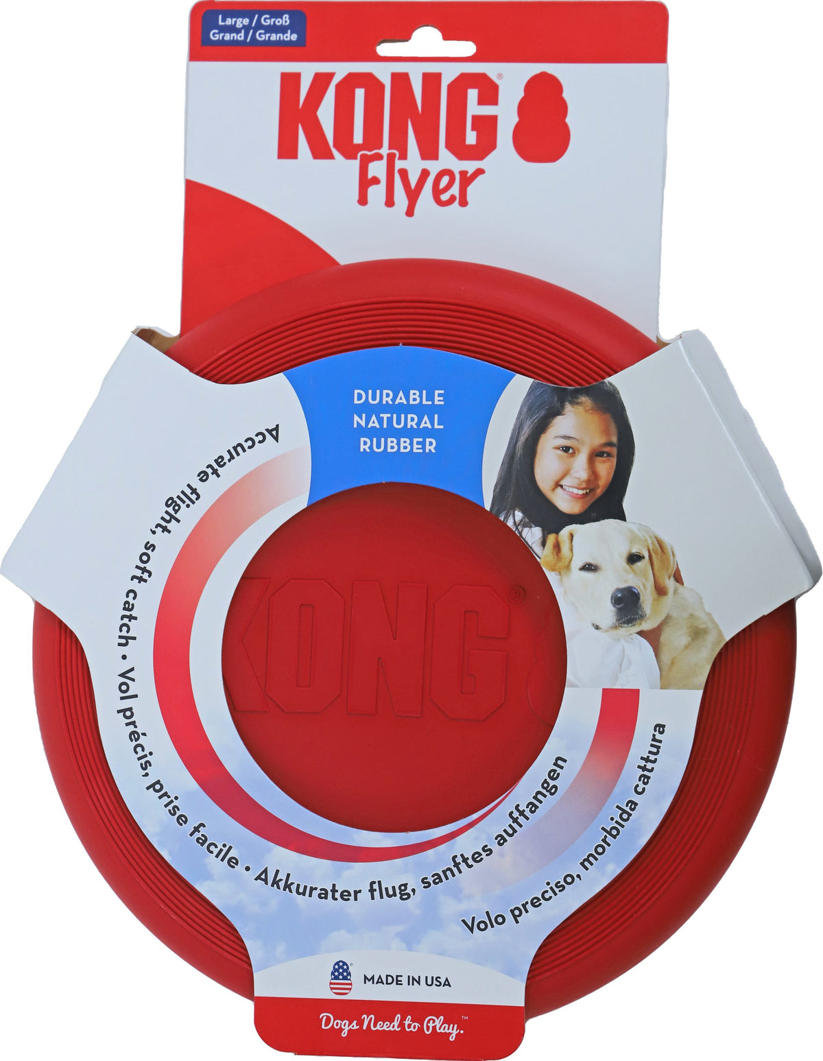 Kong hond Classic rubber Flyer rood, Ø 22,5 cm.