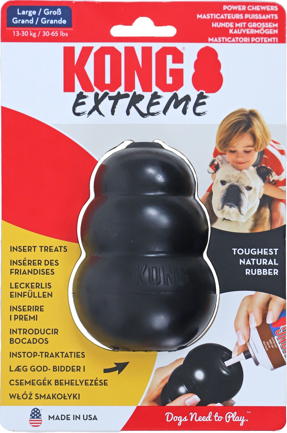 Kong hond Extreme rubber large, zwart.