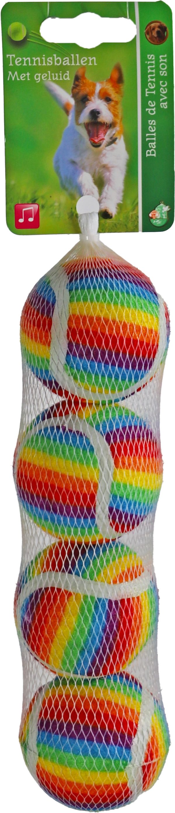 Boon honden speelgoed tennisbal rainbow s net a 4 stuks