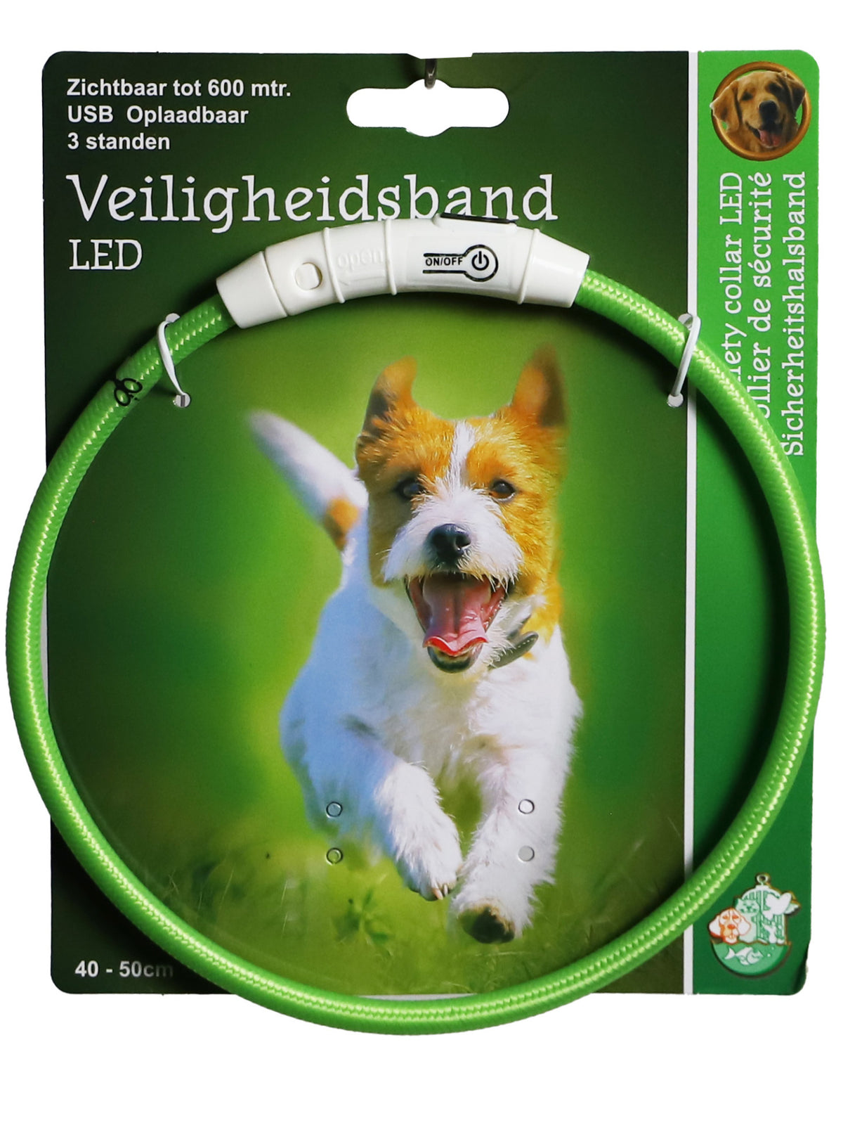 Boon veiligheidshalsband LED nylon 40-50cm verstelbaar groen