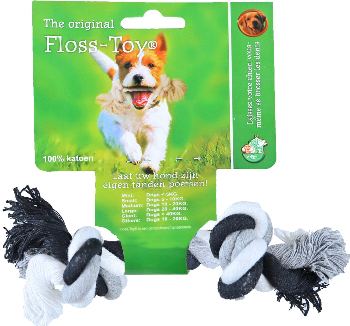 Boon floss-toy zwart/wit, mini.